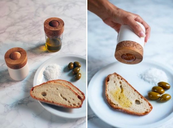 You can easily spread olive oil on your bread with this ‘olive oil-roller’